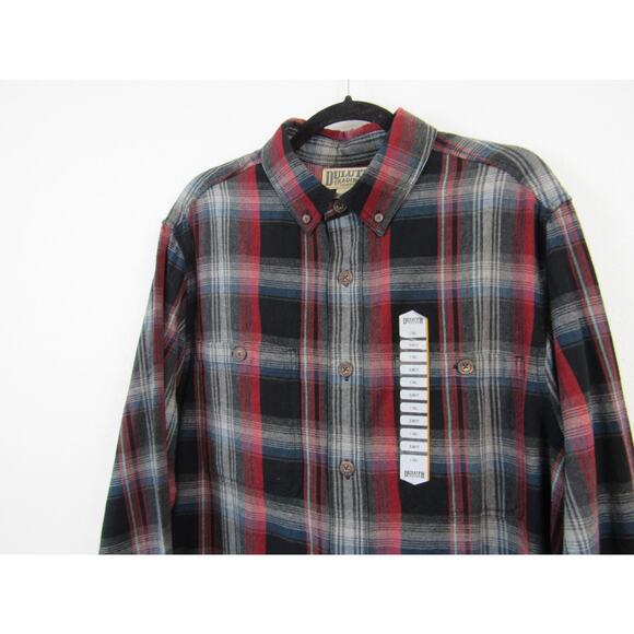 NWT Duluth Trading Co. Large Tall Trim Fit Plaid Black Red Gray Cotton - Picture 6 of 8